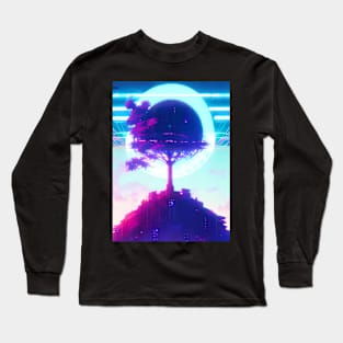 Synthwave - Tree - 002 Long Sleeve T-Shirt